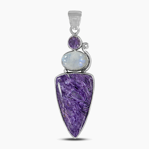925 Sterling Silver Charoite Pendants