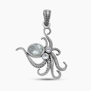 Blue Larimar Silver Octopus Pendants