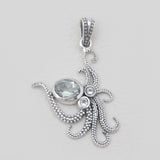 Blue Larimar Silver Octopus Pendants