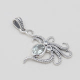 Blue Larimar Silver Octopus Pendants