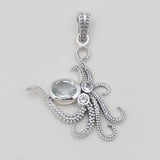 Blue Larimar Silver Octopus Pendants