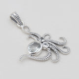 Blue Larimar Silver Octopus Pendants