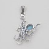 Blue Larimar Silver Octopus Pendants