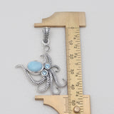 Blue Larimar Silver Octopus Pendants