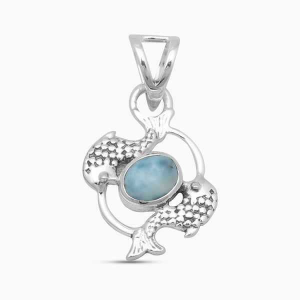 925 Silver Larimar Pisces Fish Pendants