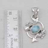 925 Silver Larimar Pisces Fish Pendants