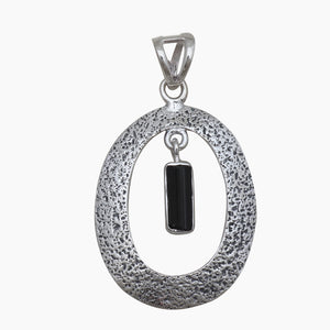 Natural Black Tourmaline Silver Pendants