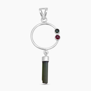 Green Tourmaline Silver Designer Pendants