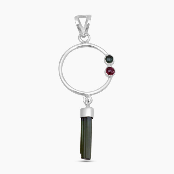 Green Tourmaline Silver Designer Pendants
