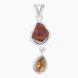 Raw Fanta Garnet Silver Pendants