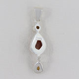 925 Sterling Silver Raw Fanta Garnet Pendant