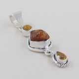 Raw Fanta Garnet Pendant in 925 Sterling Silver