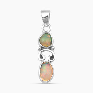 Natural Ethiopian Opal Silver Pendants