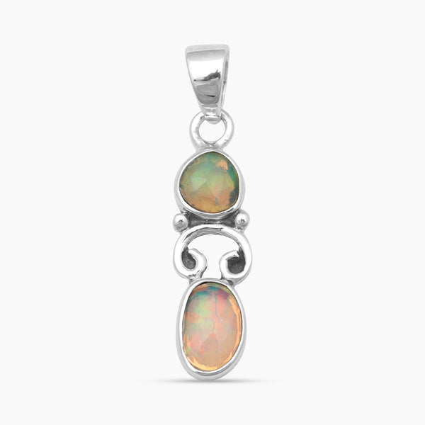 Natural Ethiopian Opal Silver Pendants