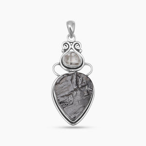 925 Silver Rough Shungite Pendants