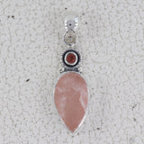 Rose Quartz With Garnet Gemstone Pendant