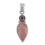 Rose Quartz With Garnet Gemstone Pendant