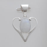 Rainbow Moonstone Silver Heart Pendants