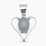 Rainbow Moonstone Silver Heart Pendants