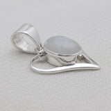 Rainbow Moonstone Silver Heart Pendants