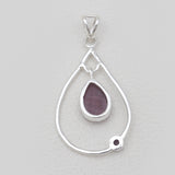925 Sterling Silver Ruby Teardrop Pendants