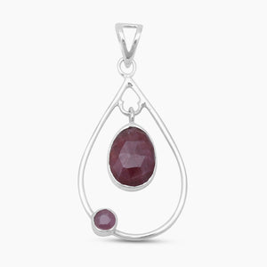 925 Sterling Silver Ruby Teardrop Pendants