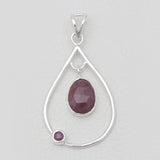 925 Sterling Silver Ruby Teardrop Pendants