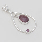 925 Sterling Silver Ruby Teardrop Pendants
