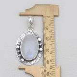 Rainbow Moonstone Textured Silver Pendants