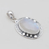 Rainbow Moonstone Textured Silver Pendants