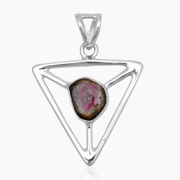 Triangle Cut Watermelon Tourmaline Pendants
