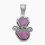 925 Sterling Silver Raw Ruby Pendants
