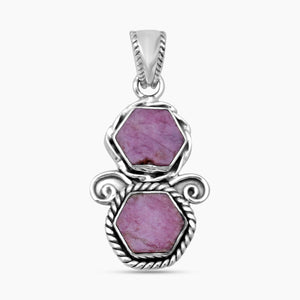 925 Sterling Silver Raw Ruby Pendants