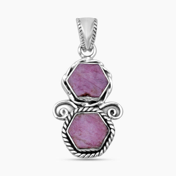 925 Sterling Silver Raw Ruby Pendants