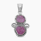 925 Sterling Silver Raw Ruby Pendants
