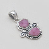 925 Sterling Silver Raw Ruby Pendants