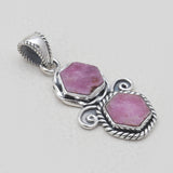 925 Sterling Silver Raw Ruby Pendants
