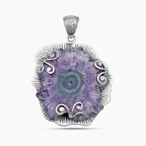 925 Sterling Silver Amethyst Slice Pendants