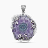 925 Sterling Silver Amethyst Slice Pendants