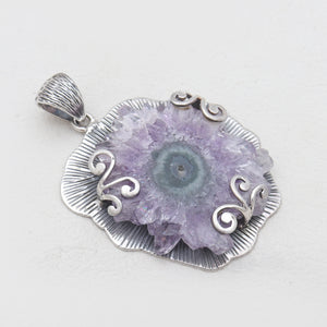 925 Sterling Silver Amethyst Slice Pendants