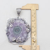 925 Sterling Silver Amethyst Slice Pendants