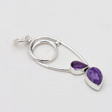 Charoite & Amethyst Silver Pendants