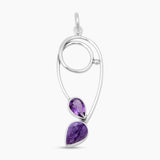 Charoite & Amethyst Silver Pendants
