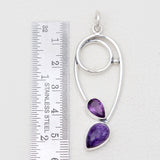 Charoite & Amethyst Silver Pendants