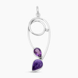 Charoite & Amethyst Silver Pendants