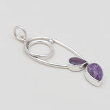 Charoite & Amethyst Silver Pendants
