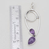 Charoite & Amethyst Silver Pendants