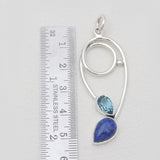 Lapis Lazuli & Blue Topaz Silver Pendants