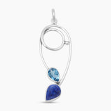 Lapis Lazuli & Blue Topaz Silver Pendants