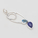 Lapis Lazuli & Blue Topaz Silver Pendants